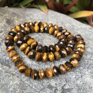tiger eye faceted rondelle gemstone beads