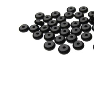Black Glass Rondelle Spacer Beads - 3x6mm [approx 50pcs]