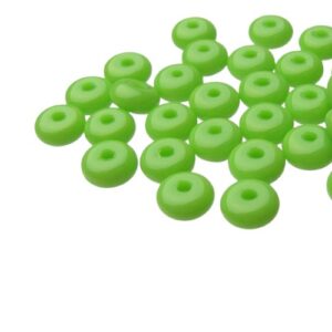 solid lime green glass rondelle beads