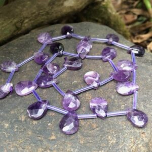 amethyst faceted briolette teardrop gemstone beads natural