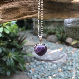 amethyst small silver heart pendant