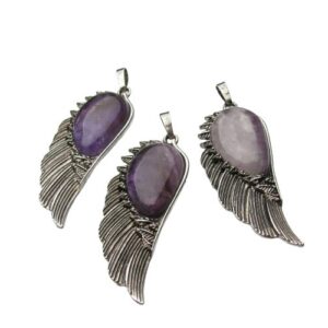 amethyst wing gemstone pendant