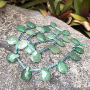 green aventurine natural faceted gemstone briolette teardrop beads
