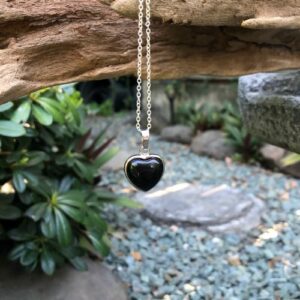 black onyx small heart pendant