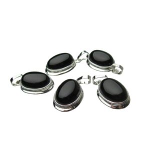 black onyx small oval gemstone pendant