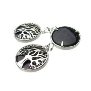 blue goldstone tree of life pendant