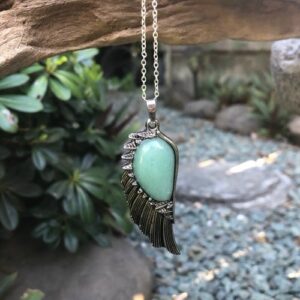 green aventurine wing gemstone pendant