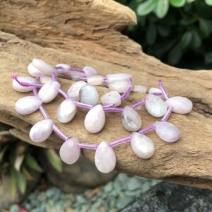 kunzite faceted teardrop briolette gemstone beads