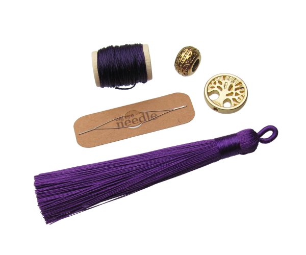 violet purple make it a mala necklace bead kit contents tassel guru beads cord needle