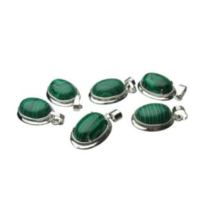 malachite small oval gemstone pendant