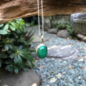 malachite small oval pendant