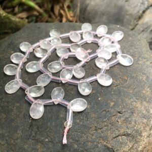 rose quartz faceted briolette teardrop gemstone beads Australia