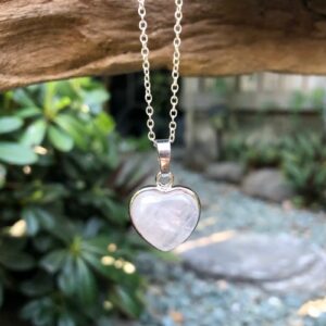 rose quartz small silver heart pendant