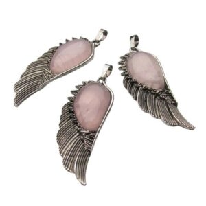 rose quartz wing pendant