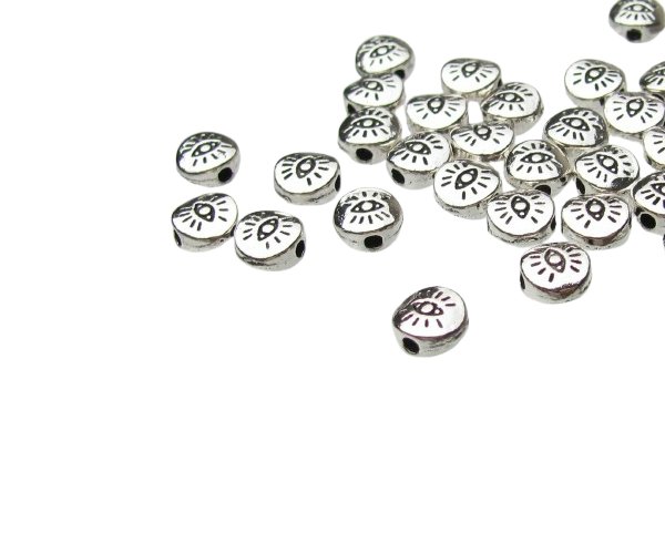 silver evil eye beads