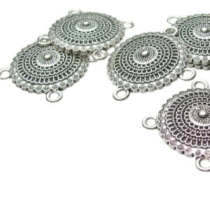 silver round connectors tribal for beading