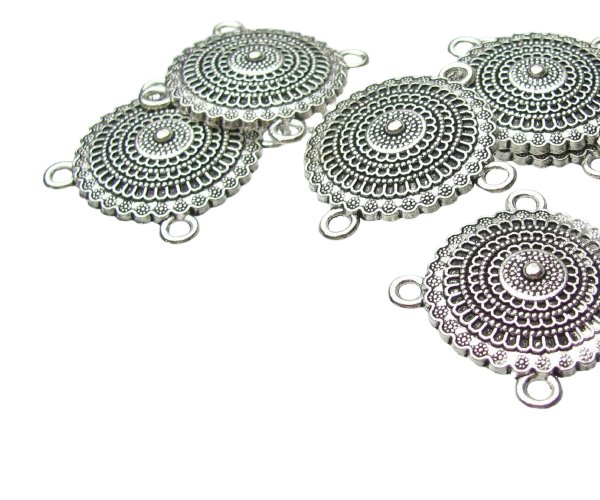 silver round connectors tribal for beading