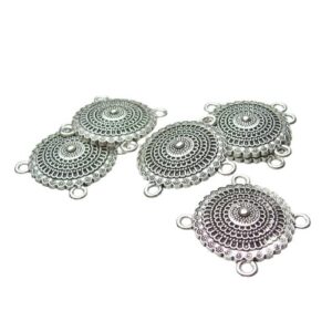 silver round connectors tribal for beading