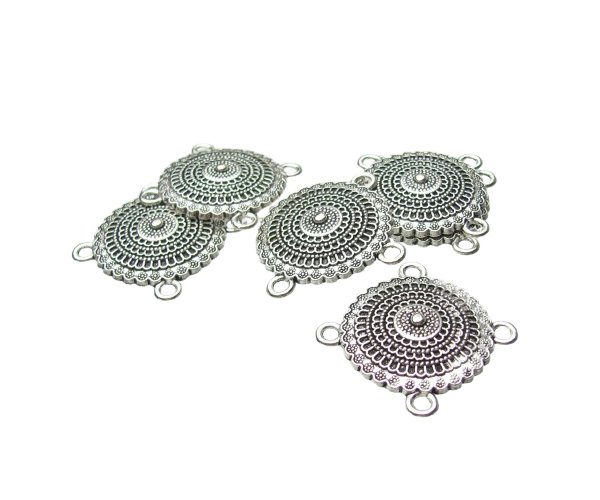 silver round connectors tribal for beading