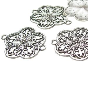 large silver flower filigree connector for diy jewellery