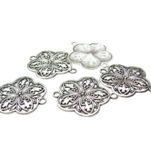 large silver flower filigree connector for diy jewellery