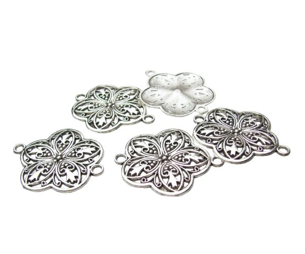 large silver flower filigree connector for diy jewellery