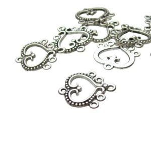 silver heart chandelier earrings