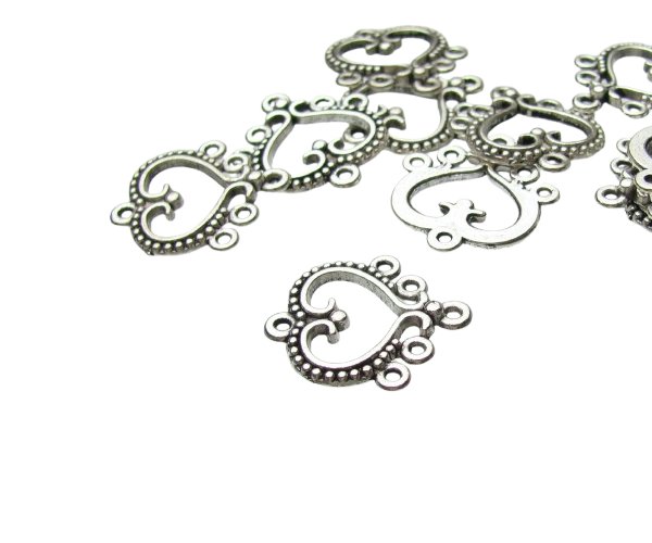 silver heart chandelier earrings