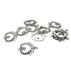 silver heart chandelier earrings