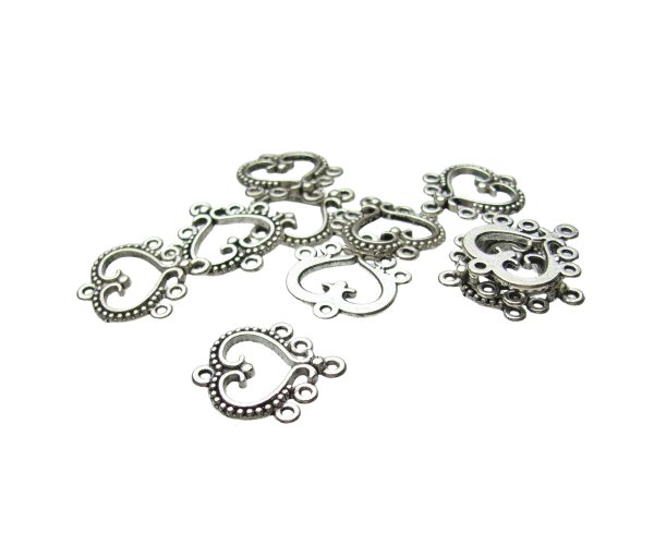 silver heart chandelier earrings