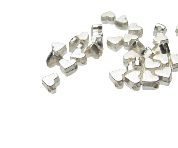 silver heart spacer beads