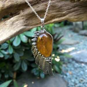 tiger eye wing pendant