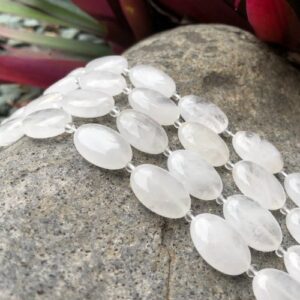 clear quartz oval gemstone beads