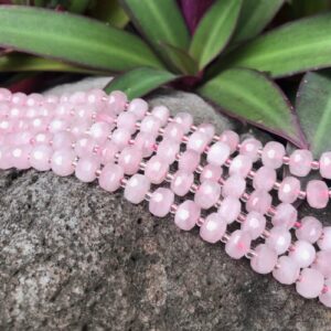 rose quartz faceted wheel gemstone beads