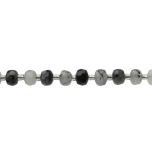 toumalinated quartz faceted wheel beads