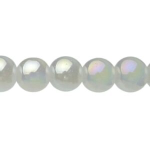 white ab glass beads 8mm round
