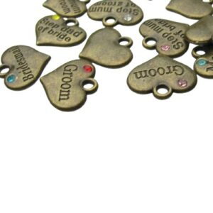 bronze heart wedding charms
