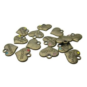bronze heart wedding charms