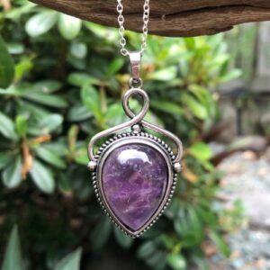 amethyst teardrop gemstone pendant
