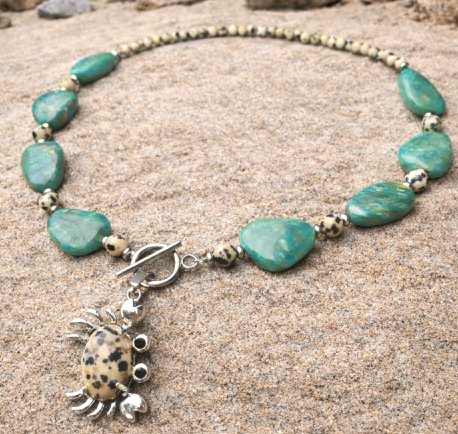 Beachy Dalmatian Jasper Crab Necklace Tutorial