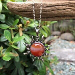 carnelian sun gemstone pendant