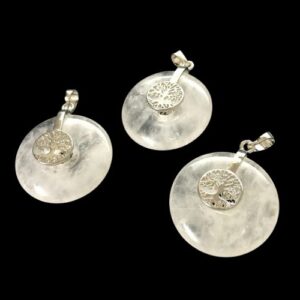 clear quartz donut tree of life pendant
