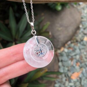 clear quartz donut tree of life pendant