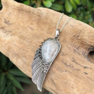 clear quartz gemstone wing pendant Australia