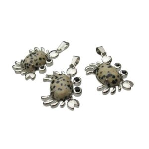 dalmatian jasper natural crab gemstone pendant