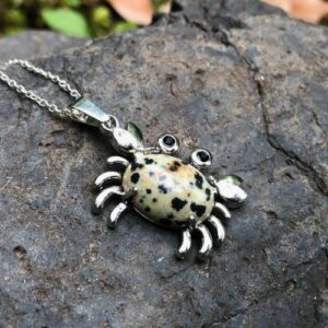 dalmatian jasper natural crab gemstone pendant