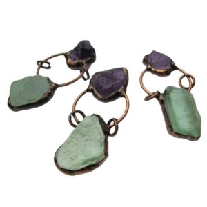 fluorite and amethyst gemstone pendant