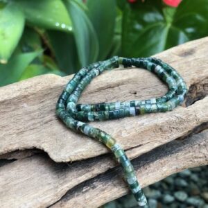 moss agate gemstone wheel heishi beads
