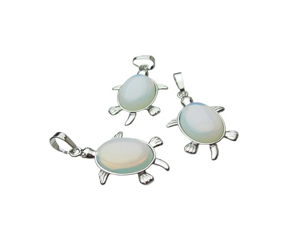 opalite turtle gemstone pendant