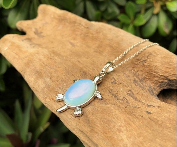 opalite turtle gemstone pendant